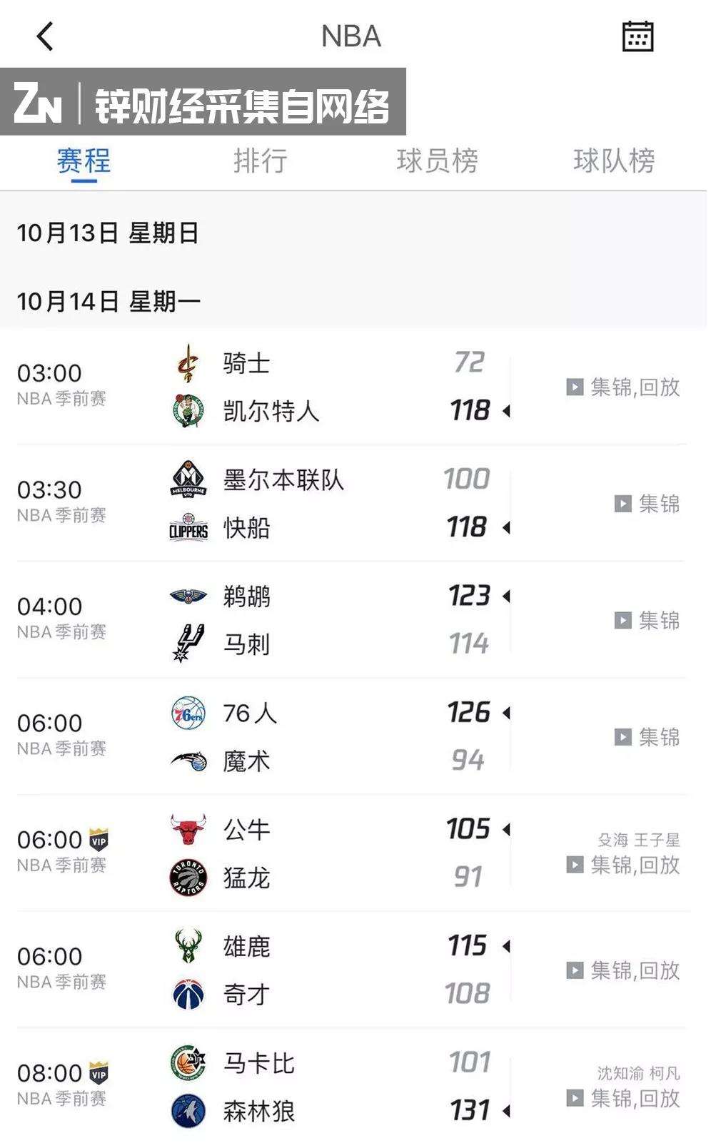 nba转播表，电视转播表 nba